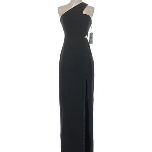 Aidan Mattox Black One-Shoulder Gown